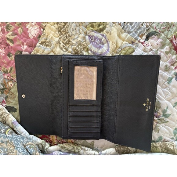 kate spade new york Leila Women's Wallet - Dark Gray Black Excellent Trifold - Picture 5 of 6